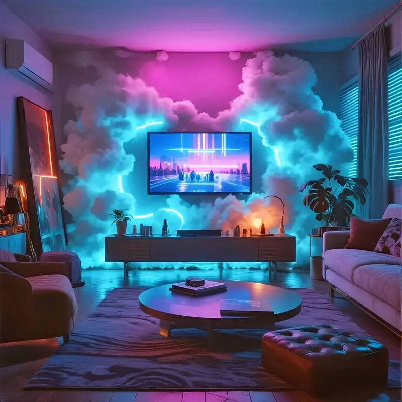 LED Cloud Light (156.29-inch LED String) - Music-Sync RGB Color Changing, USB-Powered, Portable; Ideal for Game Rooms, Commercial Spaces, Dance Floors, Engagements, Weddings, Christmas Parties, and Decorative Lighting.