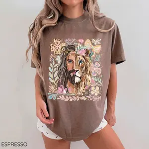 Comfort Colors Lion of Judah Shirt,Jesus Lion Graphic Tee, Christian Faith T-Shirt, Gift Cotton Fabric, Women's Casual Shirt, Gift For Her For Him