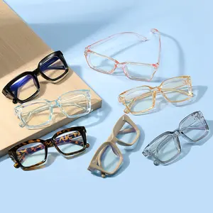 Square Blue Light Blocking Glasses Minimalist Flat Frame Eyeglasses Lightweight Anti-Blue Light Non-Prescription for Men Women Business Casual Office Screen Time Daily Wear - Eyewear