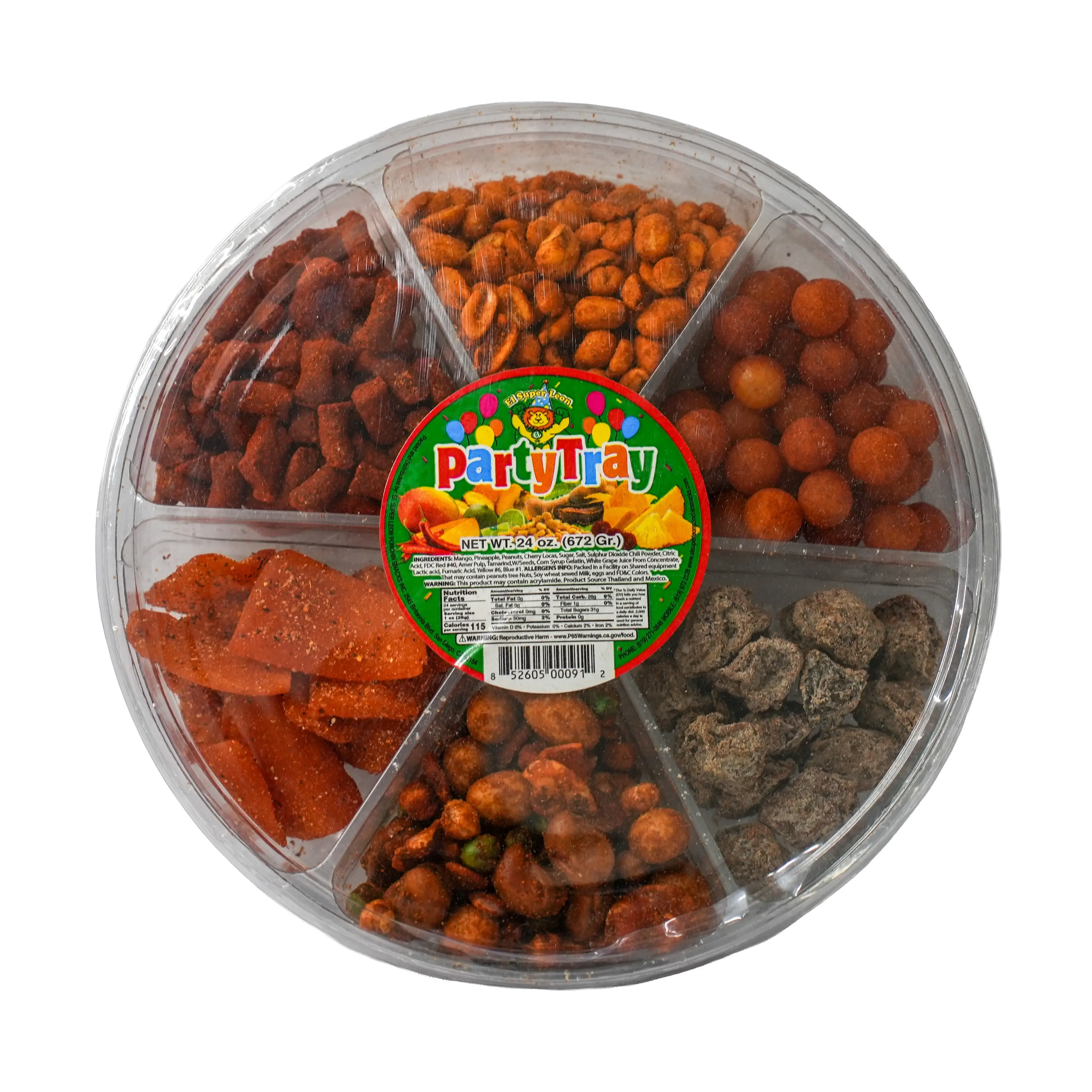 El Super Leon Party Tray Mango Chamoy Nuez con Chile & Saladitos Mixed Variety Pack Chilli Snack Candies