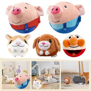 USB Rechargeable Electronic Pet Dog Toy Ball Pet Toy Singing Talking Interactive Ball Dog Plush Bouncing Jump Ball for Gift