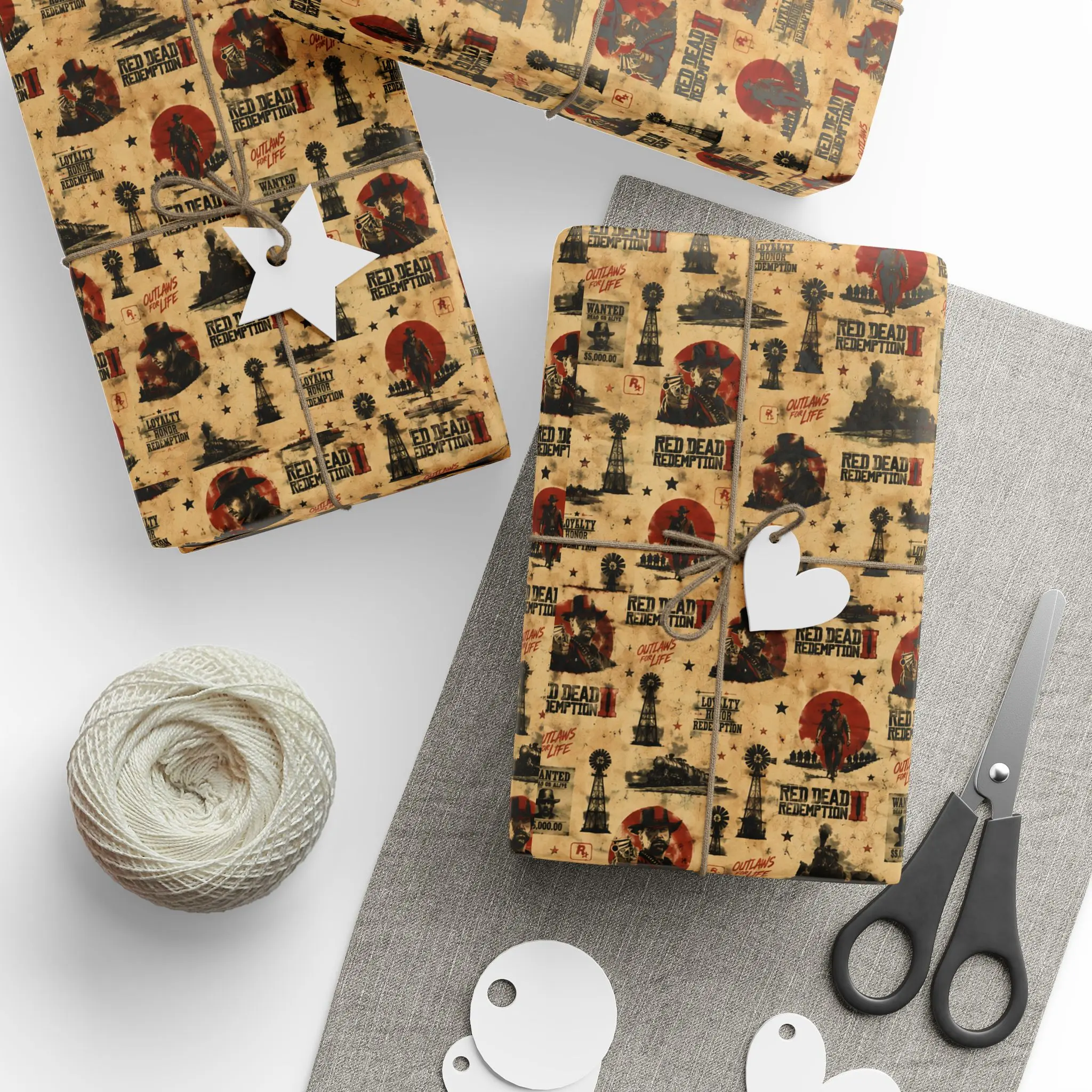 Red Dead Redemption Wrapping Paper, Western Outlaw Inspired Gift Wrap, Gamer Fan Gift