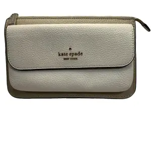 Pre-owned Kate Spade Leather Crossbody Bags Leila Small White/Beige Wallet on Chain