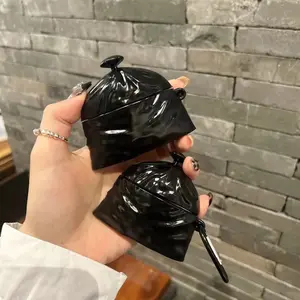 1 black garbage bag shaped headphone protective case, anti drop and durable silicone headphone case, Apple wireless Bluetooth headphone case, suitable for AirPods 1/2/3/4/pro/pro2/pro3