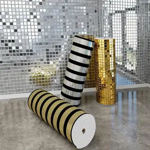 3D Mosaic Gold Silver Stripe Wallpaper, Heat Insulated Living Room Wall Decor, Moisture-Proof Vinyl Figure Wall Sticker