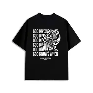 God Knows When T-Shirt Mens Christianity round neck T-shirt black 180G 100% Cotton All-season fitness tops, stylish athletic looks, durable activewear expressing faith religious gifts Outdoor activity clothing