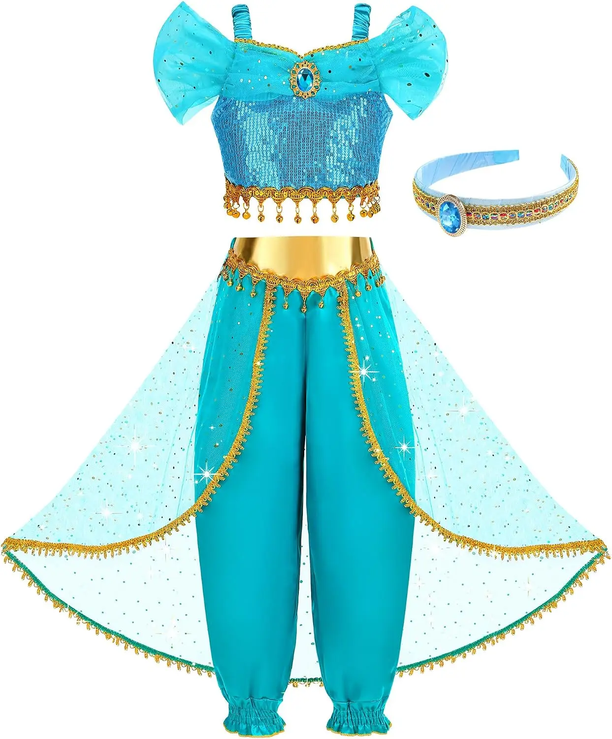 Princess Costume for Girls Kids Arabian Princess Fancy Dress Up for Halloween Birthday Cosplay Party CarnivalGift.