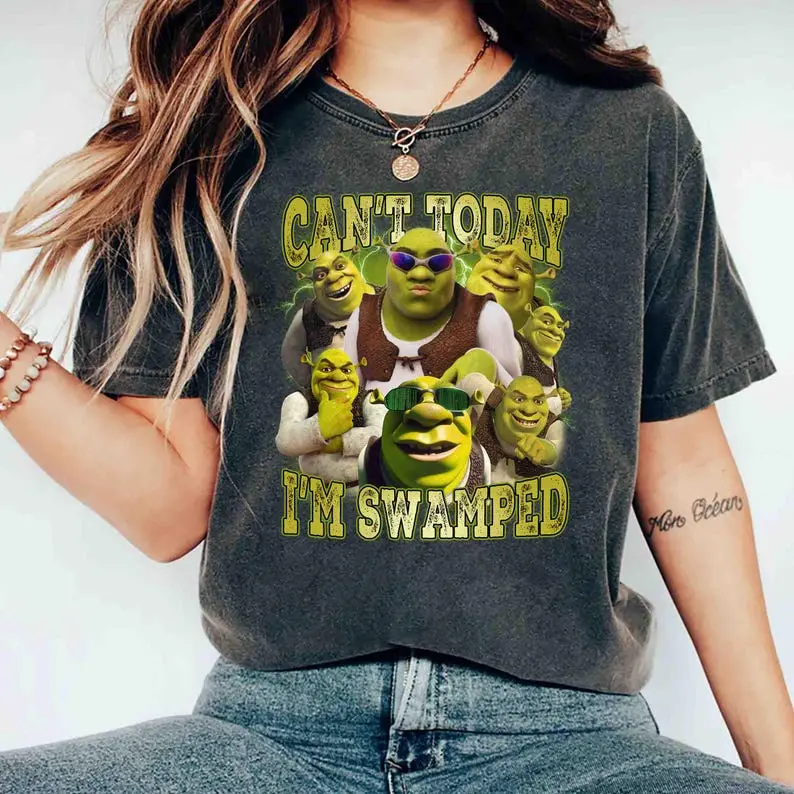 [Sale up to 50%]Can't Today I'm Swamped Comfort Shirt, Shrek Bootleg Fiona Princess Shirt, Fiona Princess Gift, Shrek Face Meme Tee, Shrek Funny Trending