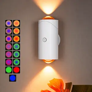 Smart LED Night Light with Motion Sensor USB Rechargeable RGB Gradient Ambient Lamp for Bedroom Desk Closet Decor Wall Lamp