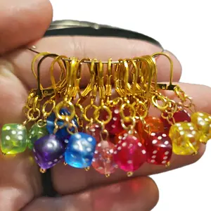 Gold Mettle Mini Colorful dice Crochet Markers for Knitting