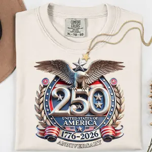 Comfort Colors 250th Anniversary USA Eagle Crest T-shirt 1776-2026 Patriotic Design, 250th USA Shirt, Patriotic Gift