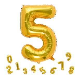 32 Inch Gold Number 5 Balloons Foil Ballon Digital Birthday Party Decoration Supplies (Gold Number 5 Balloon)