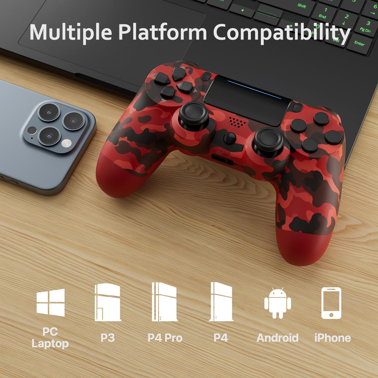 Wireless Game Controller For PS4 PC Android iOS, With Double Vibration, Six Axis Gyro, Classic layout, Touch Pad, Speaker, PS4 accessories