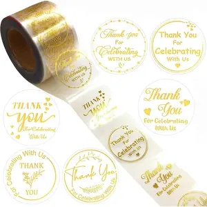 500 Sheets/roll Transparent Self-Adhesive Stickers, Sticky Label, Waterproof PVC Wedding Party Gift Sealing Labels, Craft Supplies