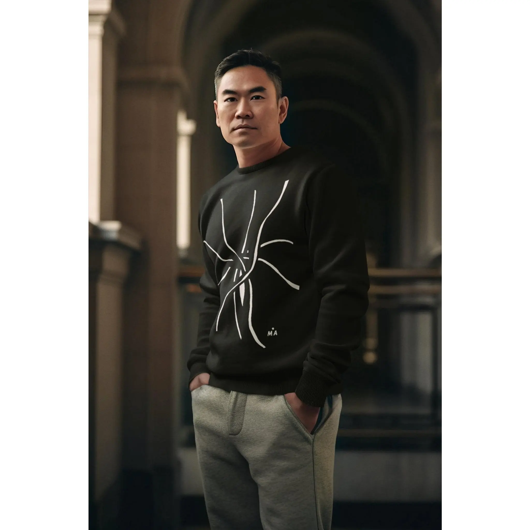 Abstract Sweatshirt NGU in Black Cotton Blend