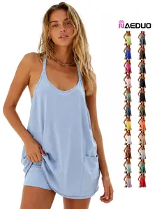 Naeduo Women's Summer Sleeveless Mini  Coco Dress Athletic Dress Spaghetti Strap Short Tennis Dress with Pockets Sports SpringStatements Jersey SpringStatements