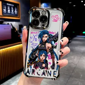 Anime Girl JINX Mobile Phone Case for iPhone 17 17Air 16 15 14 13 12 11 Pro Max X XSMAX  Plus Anti-Fall Transparent Soft Back Cover
