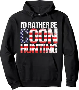 Coon Hunting Hoodie American Flag Funny Raccoon Hunting Pullover Hoodie