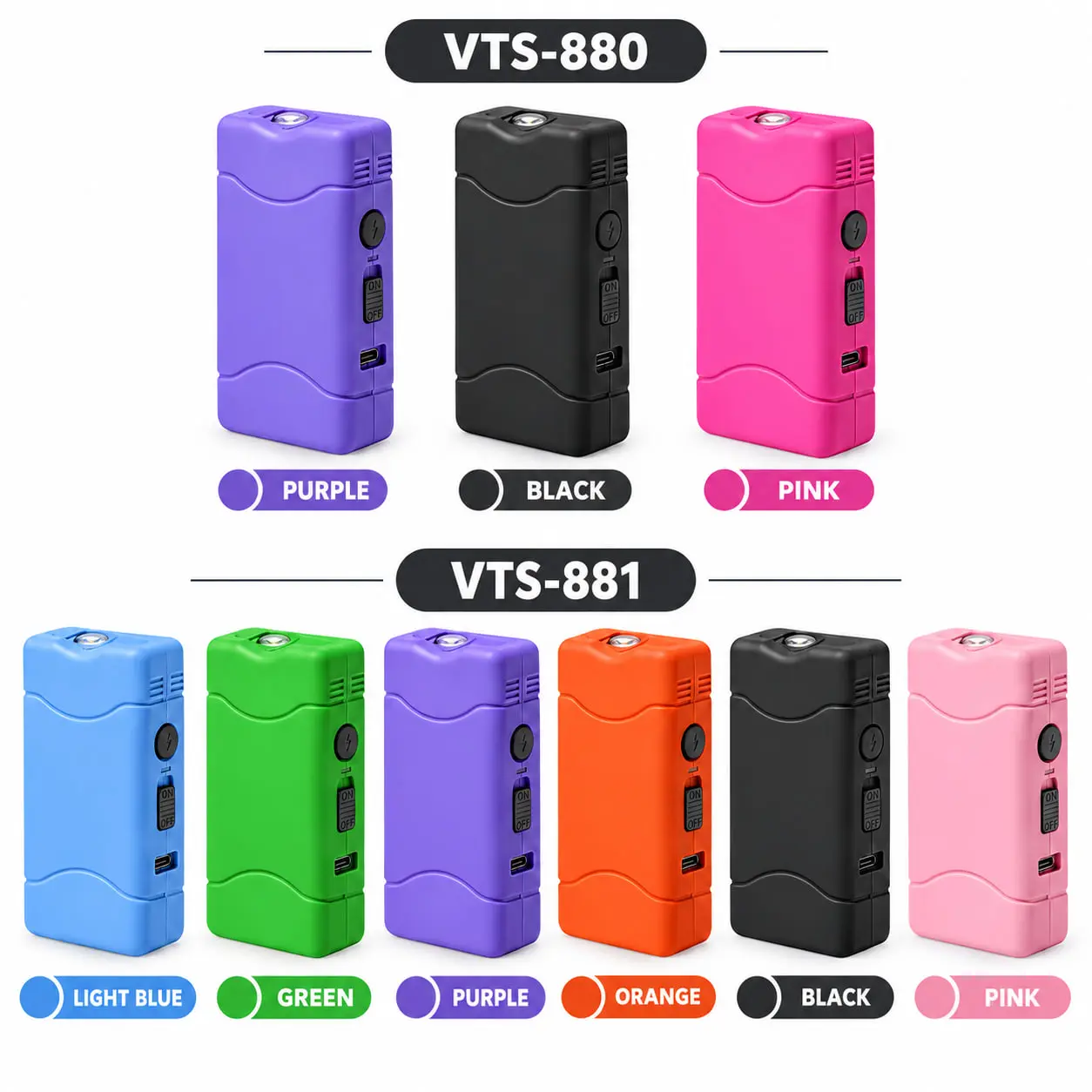VTS-880/VTS-881 handheld mini LED flashlight (rechargeable, multi-colored)