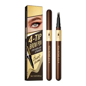 4-Tip Realistic Liquid Eyebrow Pencil, Brow Styling, Waterproof Sweatproof Smudge-Proof, 5 Natural Shades, Long-Lasting, Easy to Use, Suitable for All Skin Types