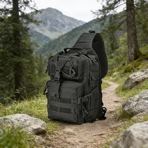 Waterproof Oxford Cloth Tactical Chest Bag, Molle Bag, Large Capacity Lightweight Shoulder Bag, Camouflage Crossbody Backpack for Outdoor Sports