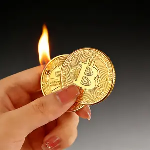 Coin-Shaped Lighter, A Windproof Metal Keychain Lighter With An Adjustable Flame, Is Perfect For Camping, Candles, And Outdoor Activities. A Cool Cryptocurrency Gift For Men And Friends (Butane-Free)