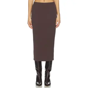 Good American Matte Jersey Midi Pencil Skirt in Bark003