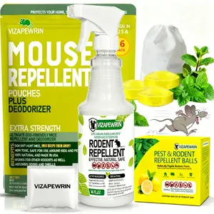 Mouse Repellent Kit- Peppermint Oil Mouse Repellent Spray 16 oz、Repellent Balls、Mouse Repellent Pouches - Natural Mice Deterrent for Indoor & Outdoor Use - Mouse & Rat Repellent Spray for Home, Car Engines, RV - Pet Safe Pest Control-VIZAPEWRIN certified