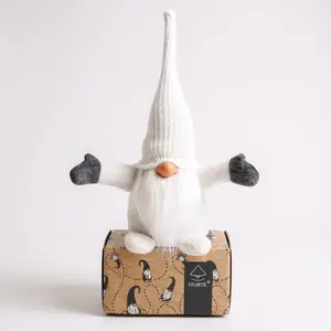 ITOMTE Knit Tall Hat Open Arms Faceless Gnome Figurine, Soft Plush Swedish Tomte Tabletop Home Decor Ornament, Farmhouse Christmas Winter Holiday Decor, Viral Hobby Lobby Style Mini Elf Doll Gift for Tiered Tray Bedroom Wedding Party Supplies