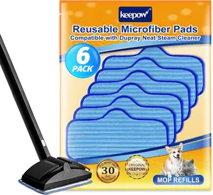 KEEPOW Washable Microfiber Pads – 6 Pack Steam Mop Pad Refills Compatible with Dupray Neat Steam Cleaner