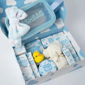 Moisturizing Milk Skincare Set, 7pcs/14pcs/17pcs/set Including Facial Cleanser, Sun Cream, Scrub, Toner, Eye Cream, Face Moisturizer, Makeup Bag, Hair Clip, Face Mask, Headband, Gift, Skin Rejuvenating Set, Toiletries Kit, Body Care