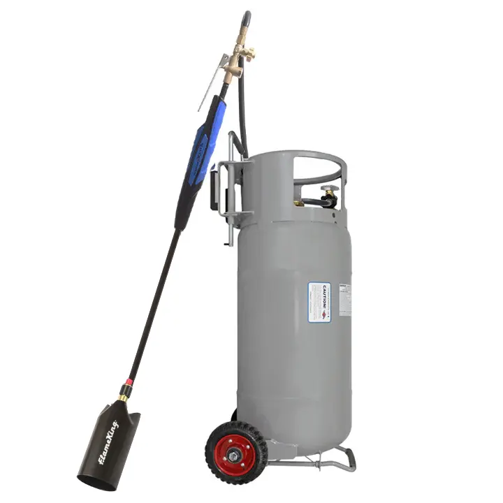Flame King Bundle 40lb Propane Tank on Wheels + 500,000 BTU Weed Burner with Piezo Ignitor