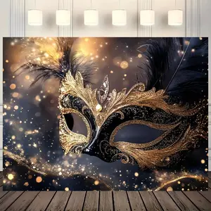 Masquerade Dance Party Background Banner, Mardi Gras Party Decoration, Wall Decoration, Photography Background, Garden Decoration, Ornaments, Wedding Party Backdrop