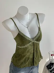 OFFGRID x Comfortcana Women's Elegant Romantic Military Green Embroidered Camisole