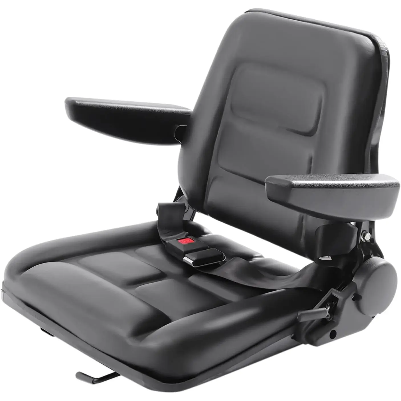Lawn Mower Seat, Garden Tractor Seat, Tractor Suspension Seat, PVC Tractor Seats Universal Fold Down Forklift Seat with Adjustable Angle Back, Armrest and Safety Belt