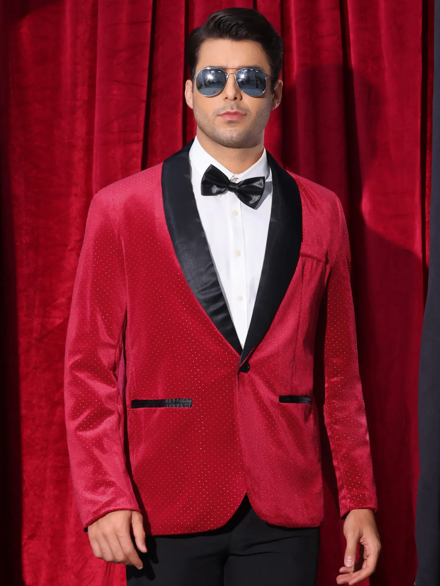 INSPIRE CHIC Men's Glitter Diamond Tuxedo Jacket Wedding Rhinestone Shiny Sports Coat Sparkly Blazer