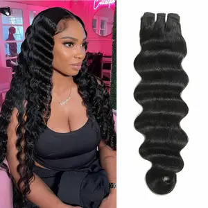 Karlami Loose Deep Wave 100% Human Hair Bundles 12A Grade Body Wave 14-30 Inch Length 85g-90g per Bundle Double Machine Weft Healthy Ends Straight Hair Natural Black Color for Black Women
