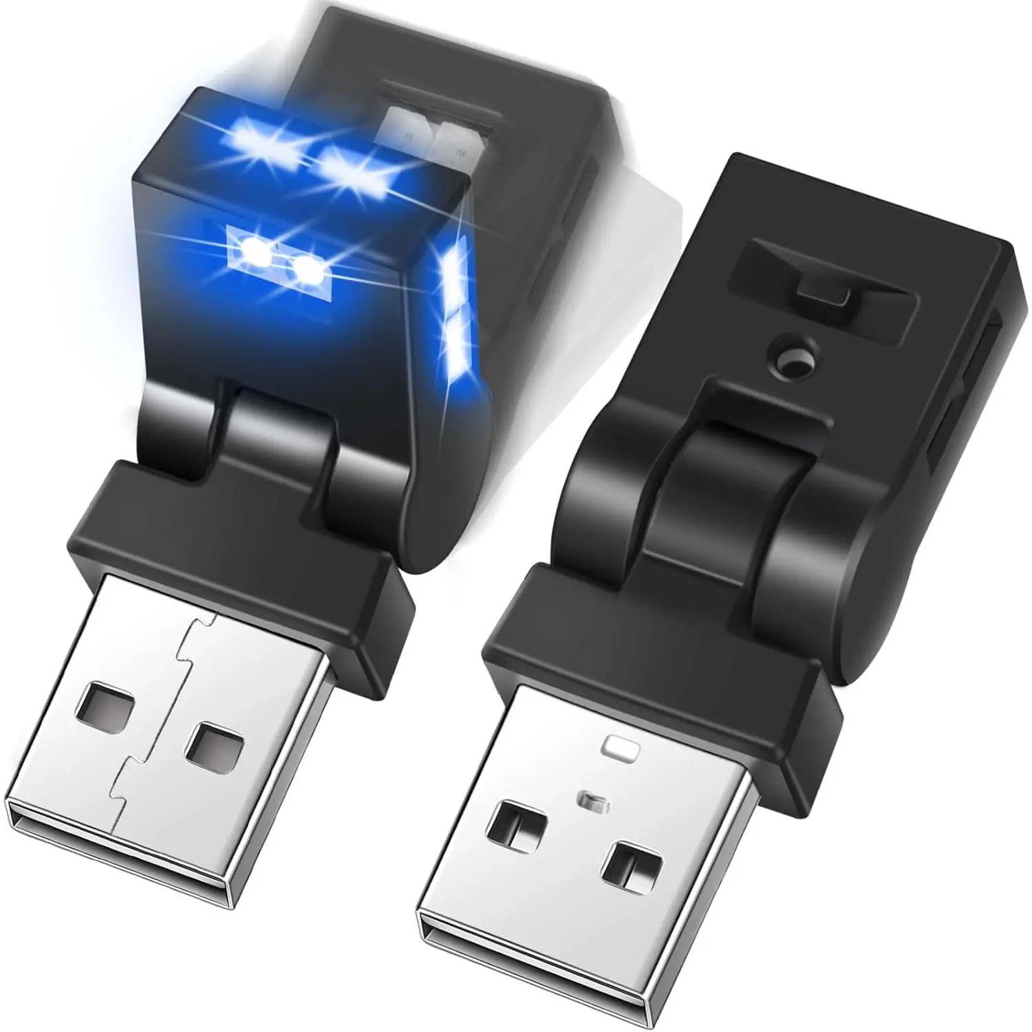 2 Mini USB LED Lights Car LED Interior Lighting 5V RGB Portable Atmosphere Lights Adjustable 8 Colors and Brightness Smart USB Night Lights Suitable for Car Laptop Keyboard Atmosphere Lights, Type A