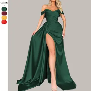 High-Slit Sexy Off-Shoulder Host Party Evening Dress Formal Womenswear