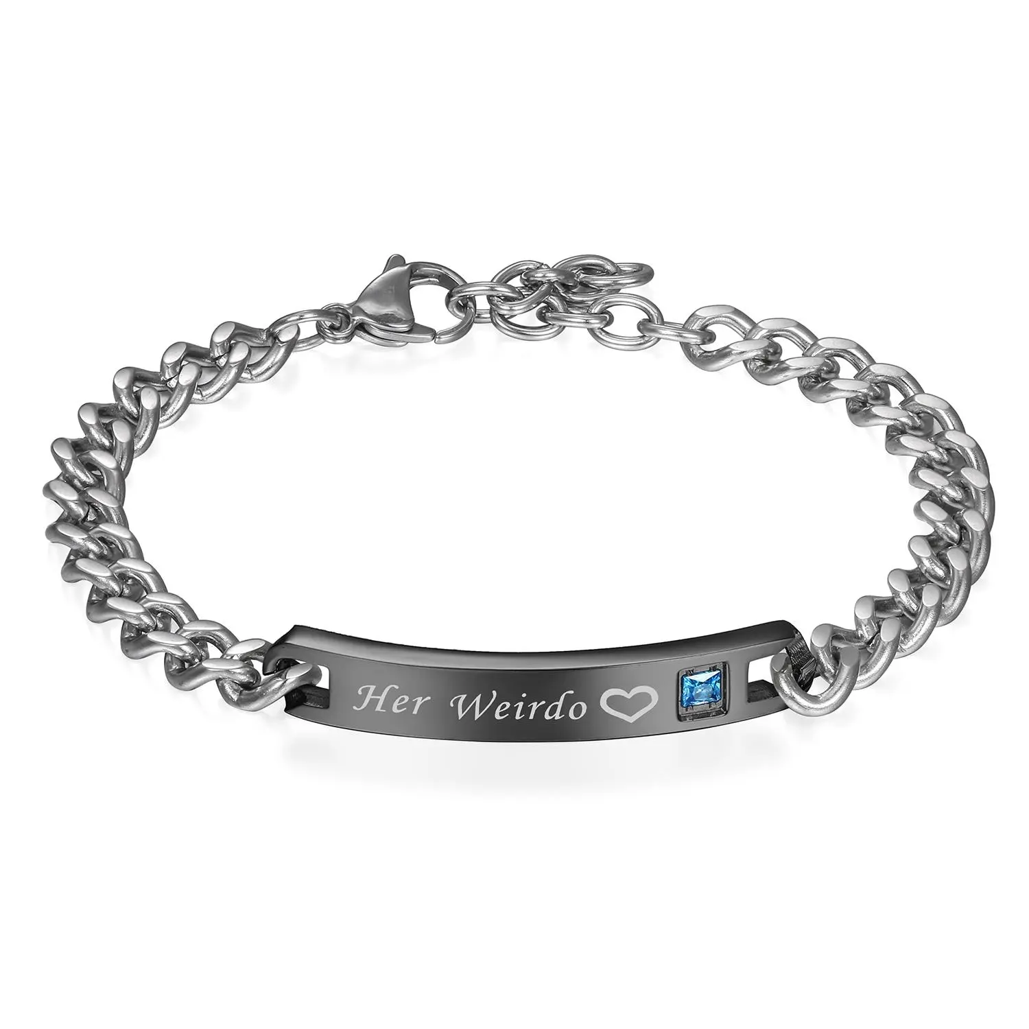 OIDEA Couples Bracelets, His and Hers Engraved Stainless Steel Matching Set with Cubic Zirconia, Adjustable Anniversary Romance Gift, Couples Sets, Matching Pairs, Engraved Motifs, Love Phrase Engraving