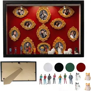 All-in-One DIY Silhouette Shadow Box Frame,Mini Gold Frames, Figurines & Gold Miniature Museum |   Create Custom Memory Collage for Valentine’s Day |   Home Decor Gift Set with 11 Pieces (E Style)