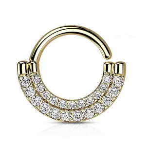 Double Lined Diamond Nose Septum with Delicate Bead Detailing Hypoallergenic Surgical Steel 16 Gauge 8mm Bendable Lead Nickel Free Durable Quality