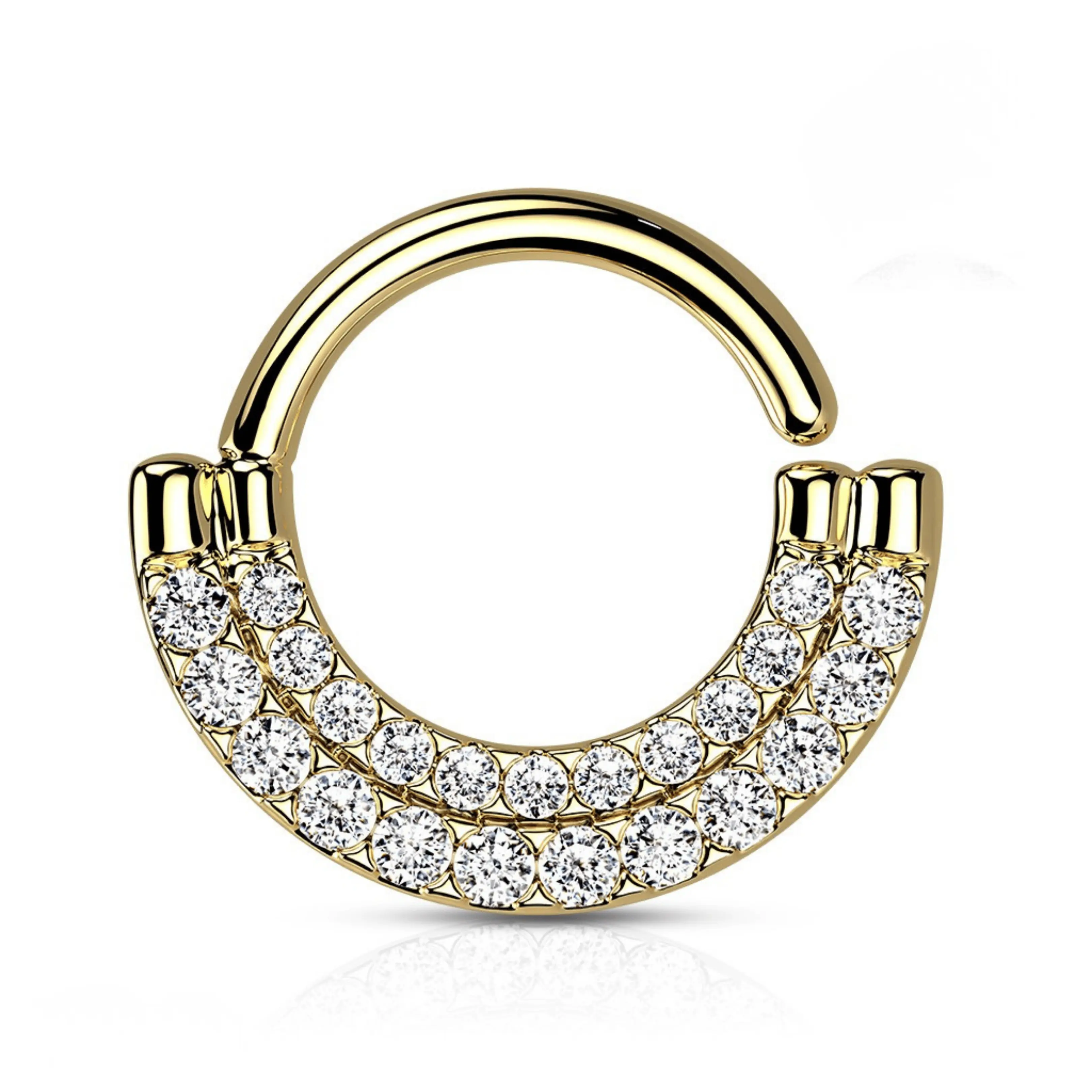 Double Lined Diamond Nose Septum with Delicate Bead Detailing Hypoallergenic Surgical Steel 16 Gauge 8mm Bendable Lead Nickel Free Durable Quality