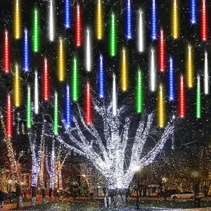 Christmas Lights Outdoor, 11.8 inch 10 Tubes 240 LED Meteor Shower Lights, LED Snow Falling Icicle Cascading Light with Timer  and Connectable for Christmas Decoration (Multicolor)