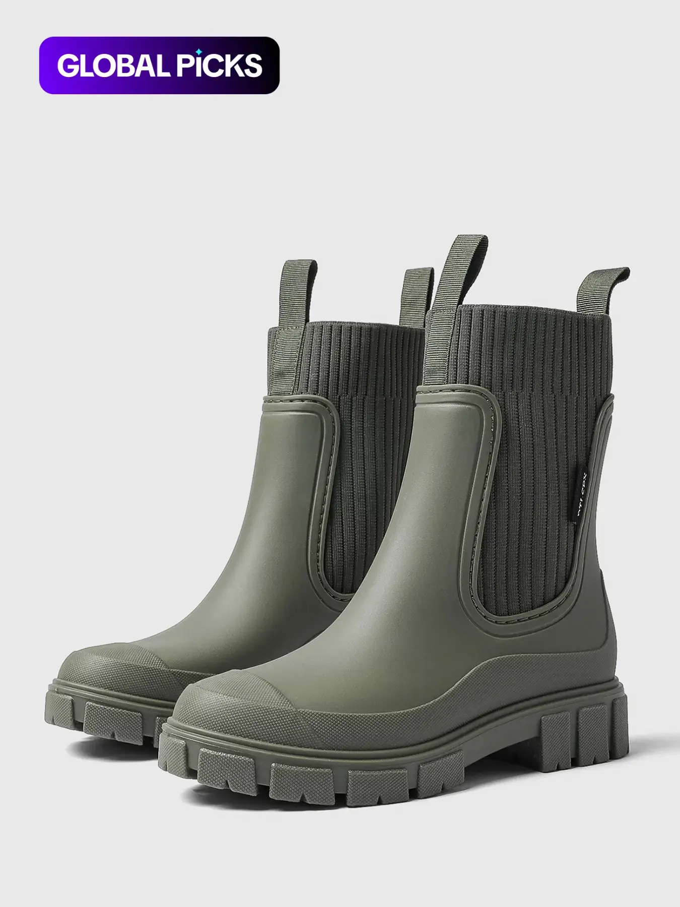 Women's Fashionable Solid Color Rain Boots, Casual Waterproof Non-slip Sock Boots for Daily Wear, Female Versatile Trendy Shoes for Outdoor Walking, Casual Ankle Boots