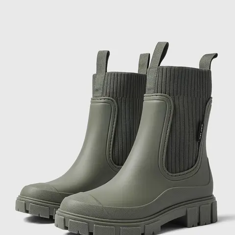 Women's Fashionable Solid Color Rain Boots, Casual Waterproof Non-slip Sock Boots for Daily Wear, Female Versatile Trendy Shoes for Outdoor Walking, Casual Ankle Boots, Round Toe Boots