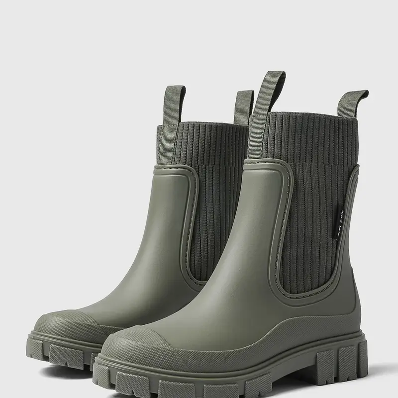 Women's Fashionable Solid Color Rain Boots, Casual Waterproof Non-slip Sock Boots for Daily Wear, Female Versatile Trendy Shoes for Outdoor Walking, Casual Ankle Boots, Round Toe Boots