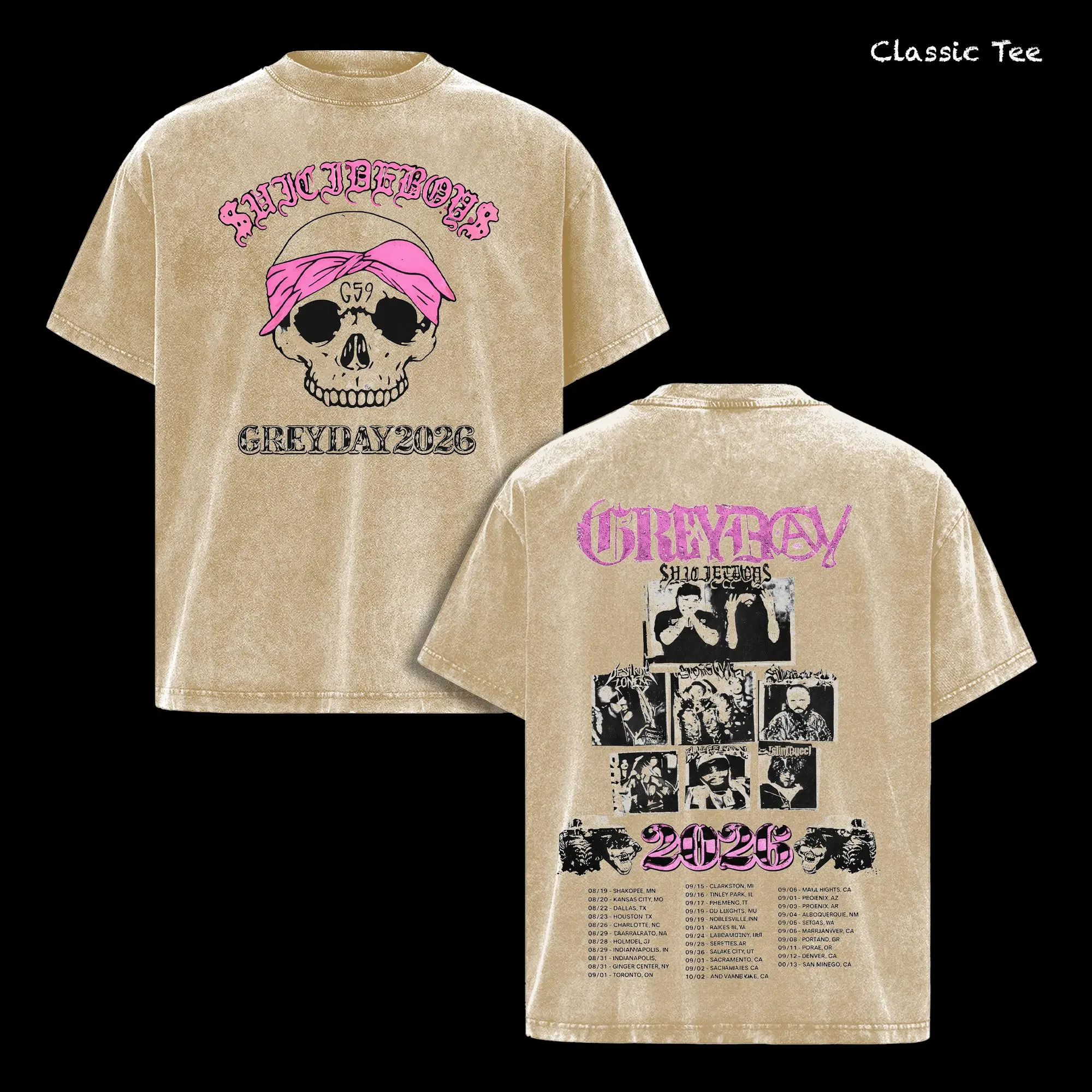 GreyDay 2026 Tour Shirt – Vintage Acid Washed Oversized Graphic T