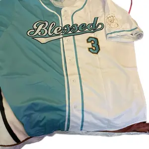 Official Kingdom Clothing Blessed 3 Jersey Psalm 1:1  teal and white baseball jersey all colors available