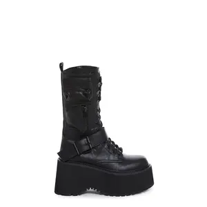 Obsidian Platform Zip-Up Boots - Black